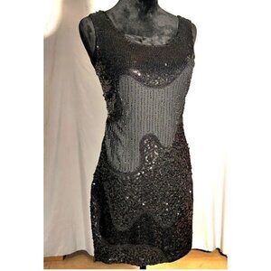 Davi & Dani Black Sequined Cocktail Dress, Tank Style, Size F (Full)